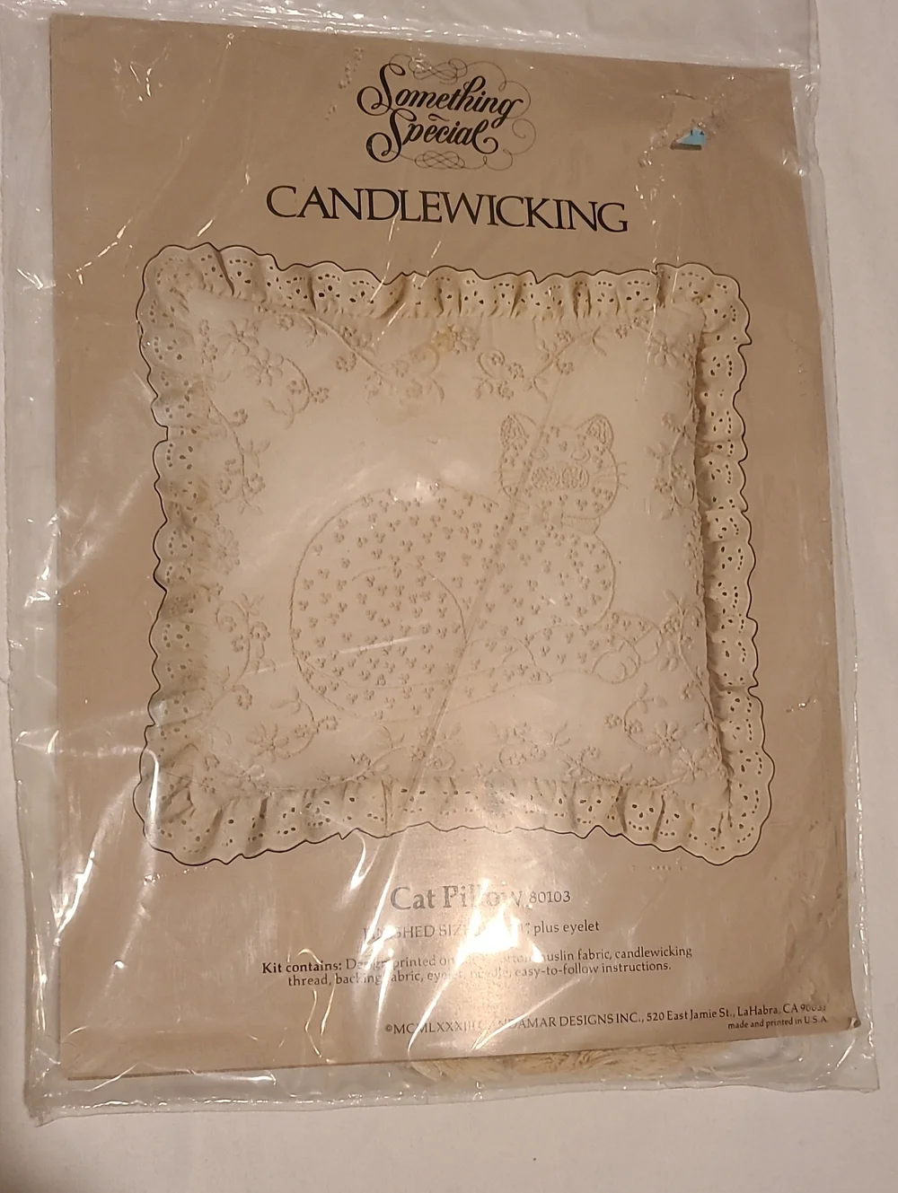 Something Special Cat Pillow Cross Stitch, NWT Needle Sew Yarn